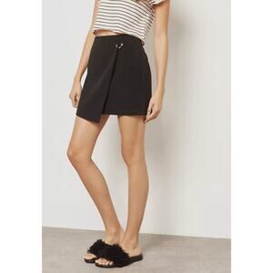 Topshop Black Wrap Mini Skirt Size 4 Black